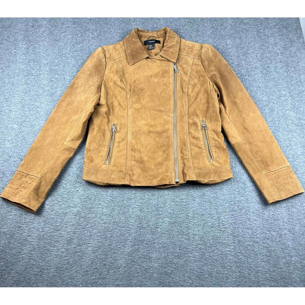 Forever 21 Women's Brown Suede Leather Jacket Size Large